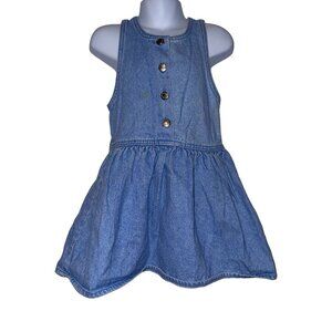 Vintage OshKosh BGosh Denim Jumper Dress Toddler Girls 4T Blue Made USA Light